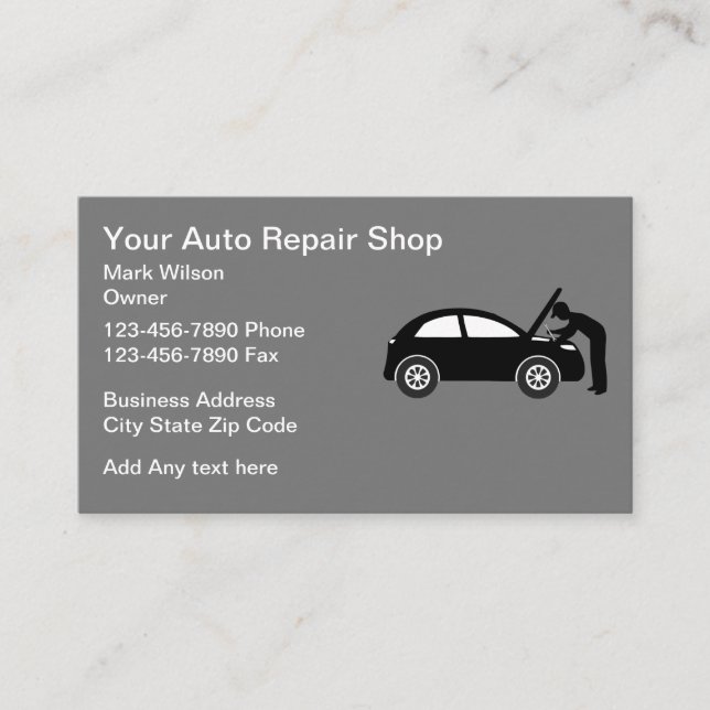 Car Mechanic Automotive Repair Business Card (Front)