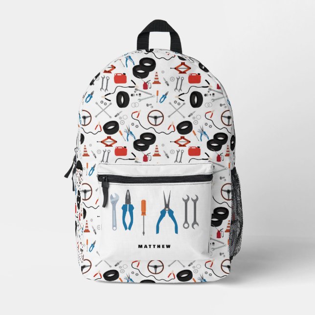 Car Mechanic Automotive Tools Boy Printed Backpack (Front)
