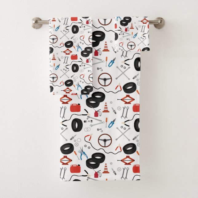 Car Mechanic Automotive Tools Theme Bath Towel Set (Insitu)