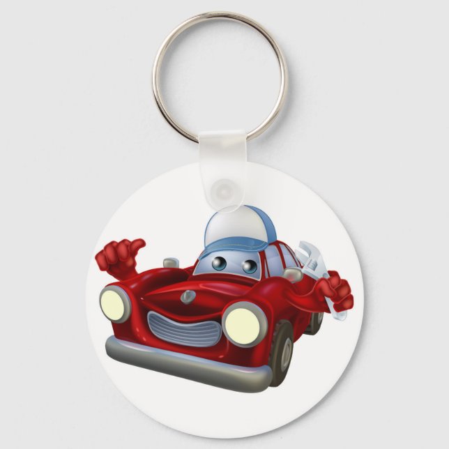 Car mechanic cartoon character key ring (Front)