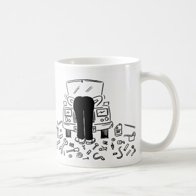 Car Mechanic Illustration on a Coffee Mug (Right)