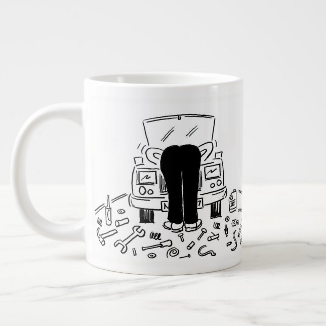 Car Mechanic Illustration on a Large Coffee Mug (Left)