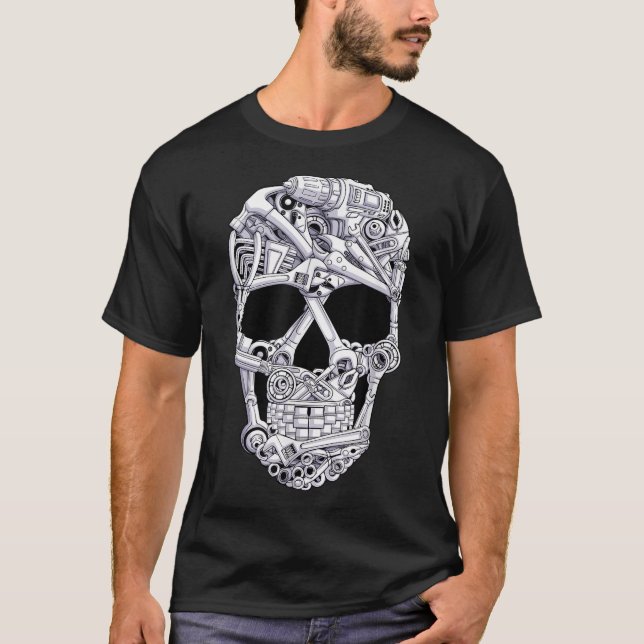 Car Mechanic Tools Skull Garage Halloween Costume  T-Shirt (Front)