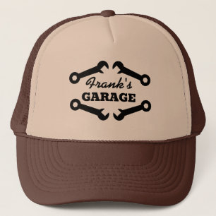 Car mechanic trucker hat with wrench tool logo