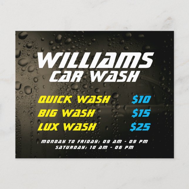 Car metallic surface wash drops  flyer (Front)