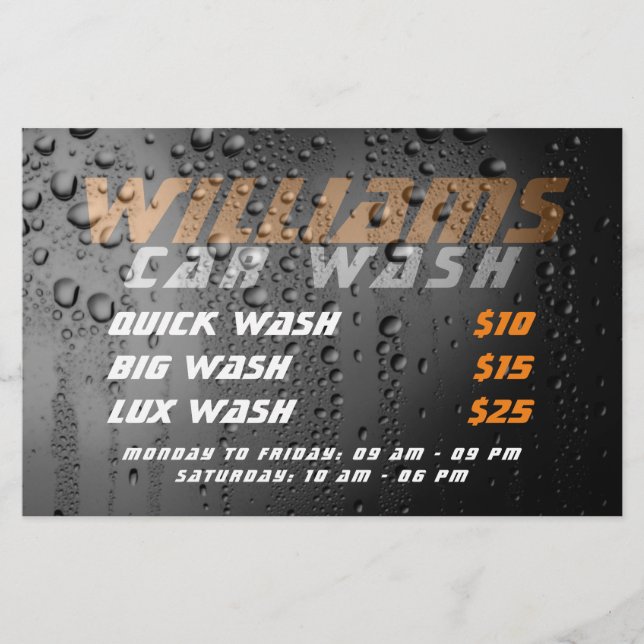 Car metallic surface wash drops  flyer (Front)