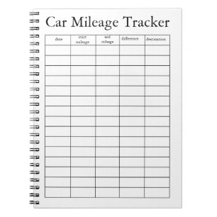 Car Mileage Tracker Notebook