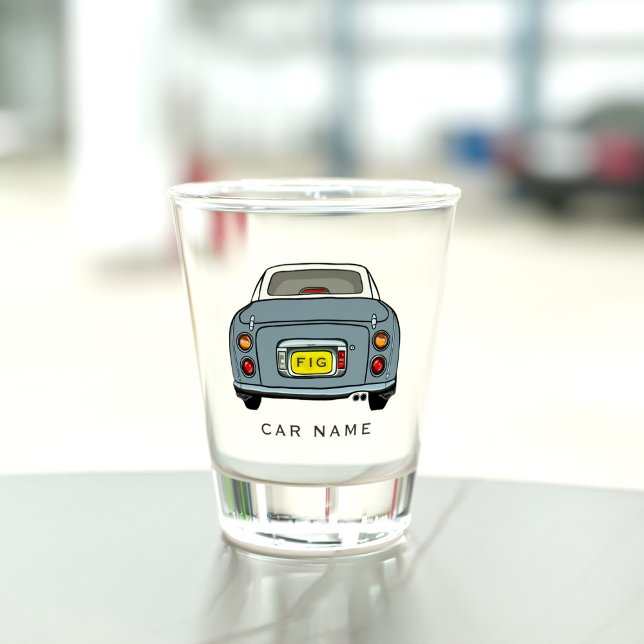Car Name Lapis Grey Figaro Figarations Shot Glass (A fun figgy shot glass with space for your car name )