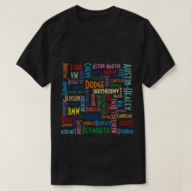 Car Name Puzzle T-Shirt (Design Front)