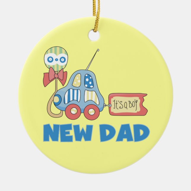 Car New Dad It's a Boy Gifts Ceramic Tree Decoration (Front)