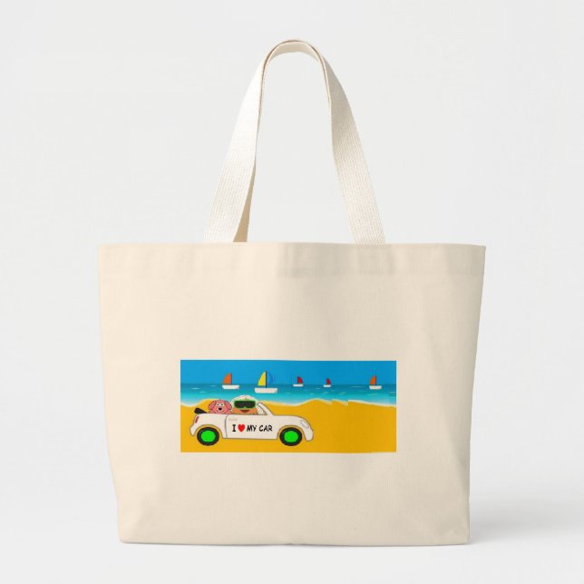 Car of Pou Large Tote Bag (Front)