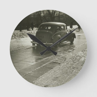 Car on the Road Round Clock