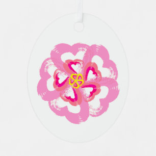 Car Ornament Blossom Hearts Metal 