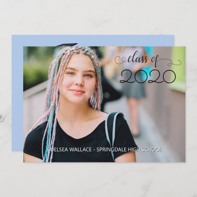 Car Parade  Sky Blue Graduation Invitation (Front/Back)