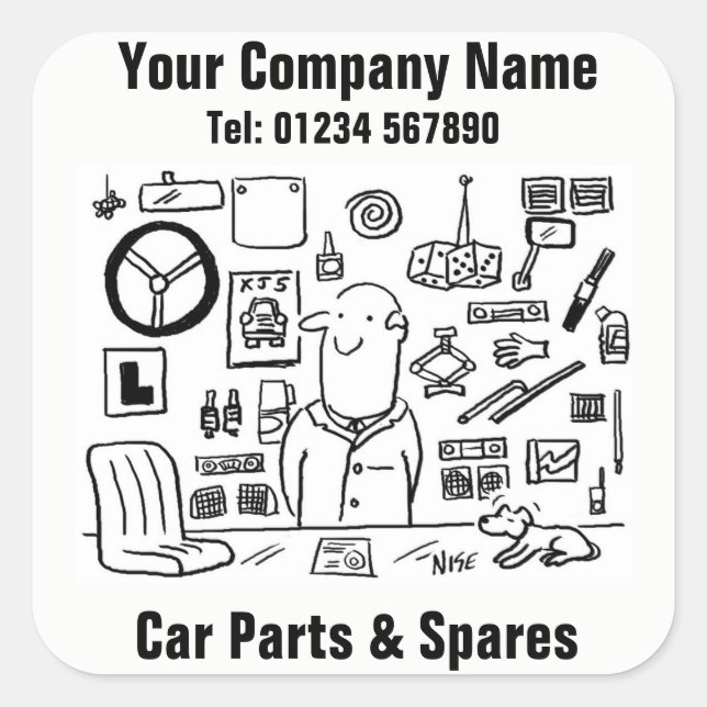 Car Parts Vehicle Spares and Accessories Square Sticker (Front)