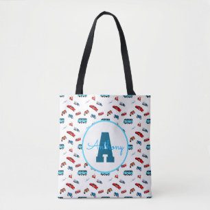 Car pattern boy birthday customised monogram Cute  Tote Bag