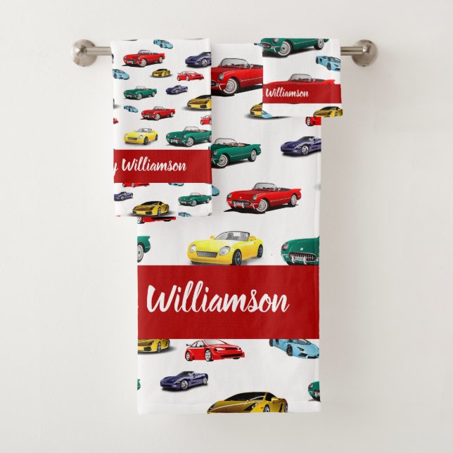Car Pattern Multi-Coloured Vehicles Cars Automobil Bath Towel Set (Insitu)