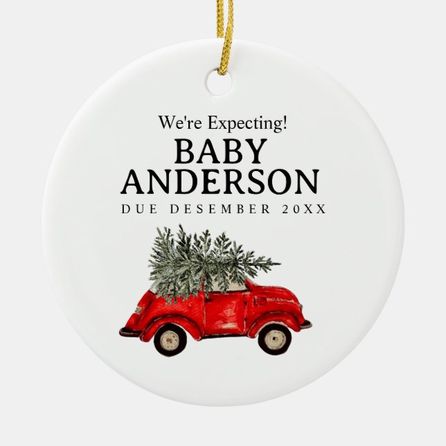 Car Pine Tree We're Expecting Parents Ornament (Front)
