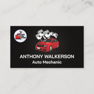 Car Pistons   Auto Repair Logo Business Card