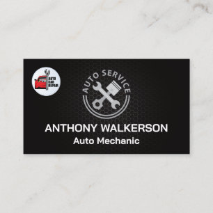 Car Pistons Auto Repair Technician Business Card