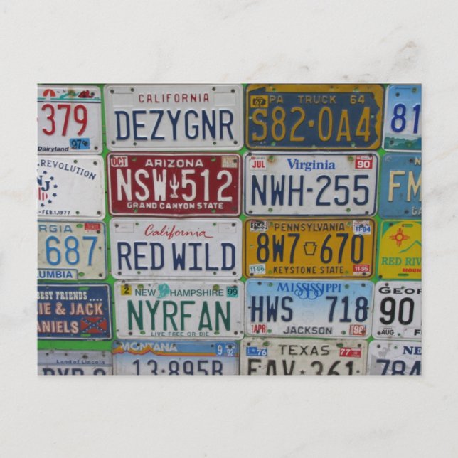 Car Plates Postcard (Front)