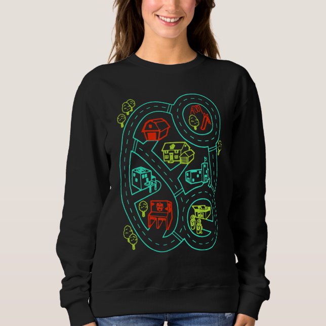 Car Play Mat Road Map Sweatshirt (Front)