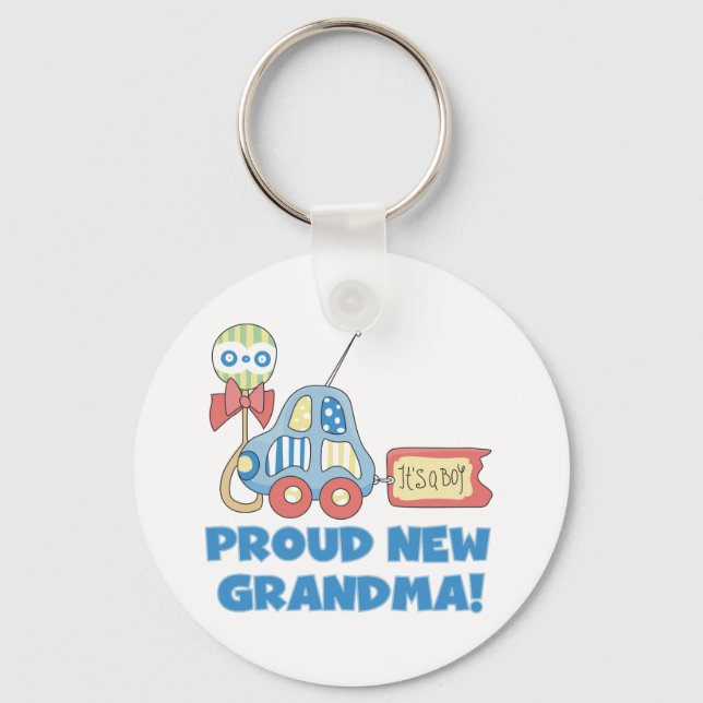 Car Proud New Grandma It's a Boy Key Ring (Front)