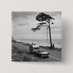 Car Pulling Trailer 15 Cm Square Badge