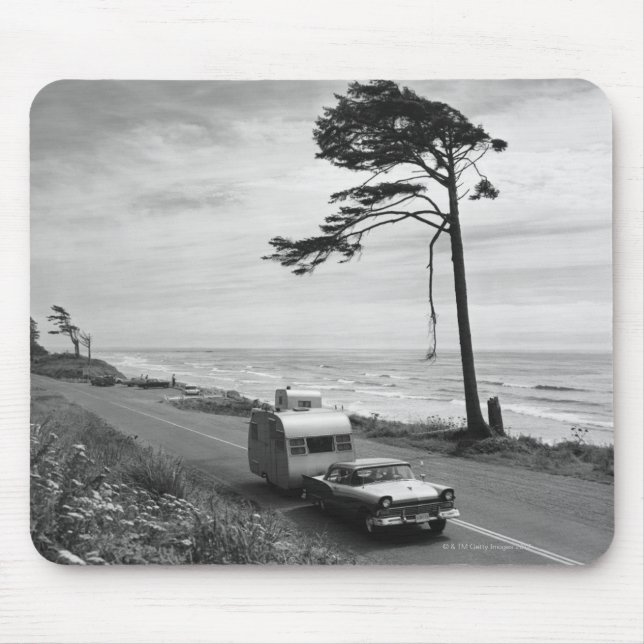 Car Pulling Trailer Mouse Mat (Front)