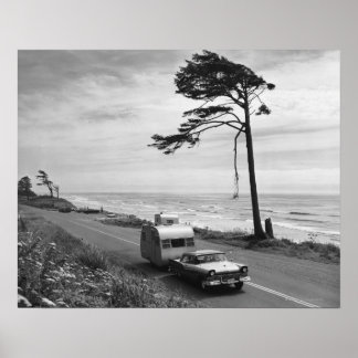 Car Pulling Trailer Poster