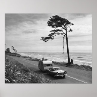 Car Pulling Trailer Poster