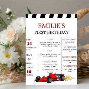 Car Race Baby 1st Birthday Milestone Sign
