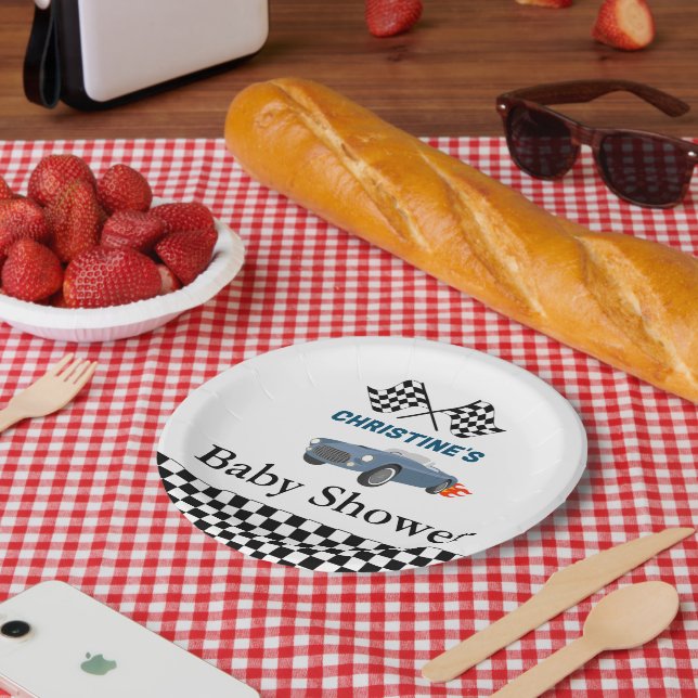 Car race boy Baby shower party Paper Plate (Picnic)