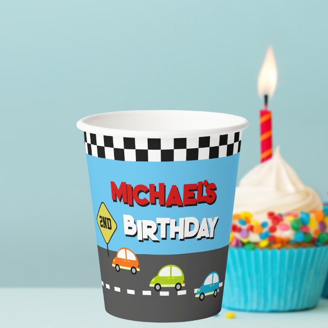 Car Race Boy Birthday Party Paper Cups (Creator Uploaded)