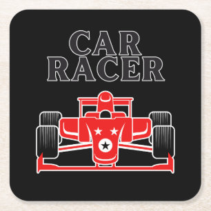 Car Racer Square Paper Coaster