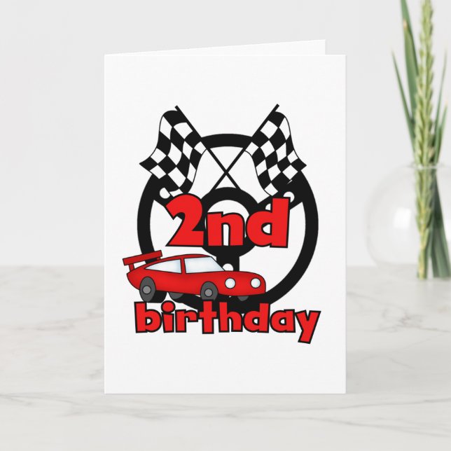Car Racing 2nd Birthday Tshirts and Gifts Card (Front)
