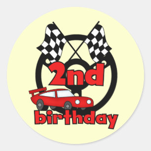 Car Racing 2nd Birthday Tshirts and Gifts Classic Round Sticker