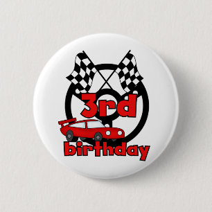 Car Racing 3rd Birthday Tshirts and Gifts 6 Cm Round Badge