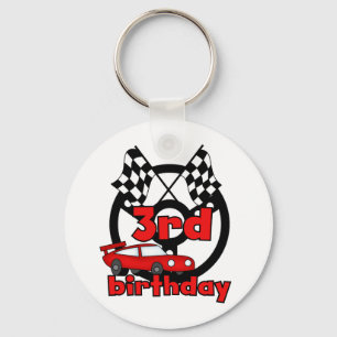 Car Racing 3rd Birthday Tshirts and Gifts Key Ring