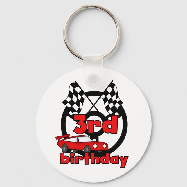 Car Racing 3rd Birthday Tshirts and Gifts Key Ring (Front)