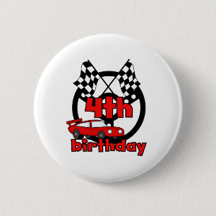 Car Racing 4th Birthday 6 Cm Round Badge