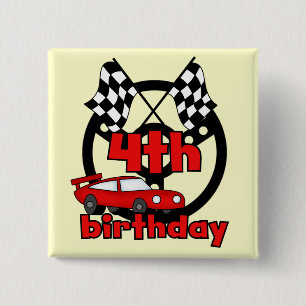 Car Racing 4th Birthday Tshirts and Gifts 15 Cm Square Badge