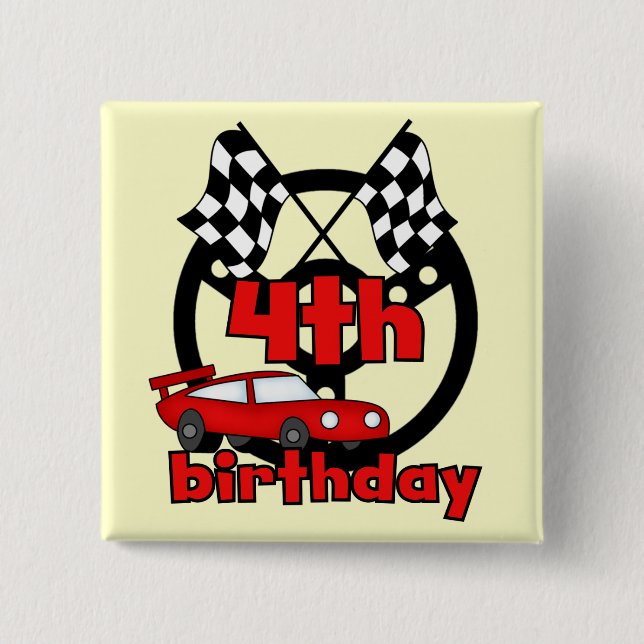 Car Racing 4th Birthday Tshirts and Gifts 15 Cm Square Badge (Front)
