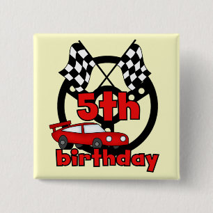 Car Racing 5th Birthday Tshirts and Gifts 15 Cm Square Badge