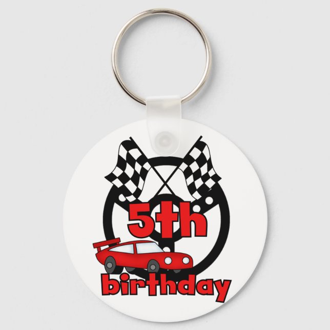 Car Racing 5th Birthday Tshirts and Gifts Key Ring (Front)