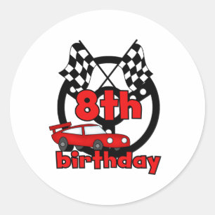 Car Racing 8th Birthday Classic Round Sticker