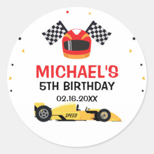Car Racing Birthday Classic Round Sticker