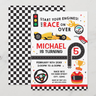 Car Racing  Birthday kid Invitation