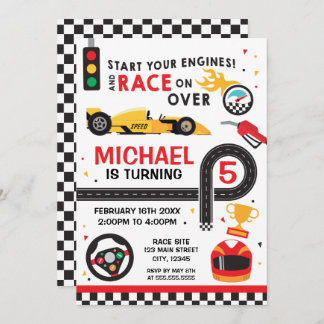 Car Racing Birthday kid Invitation