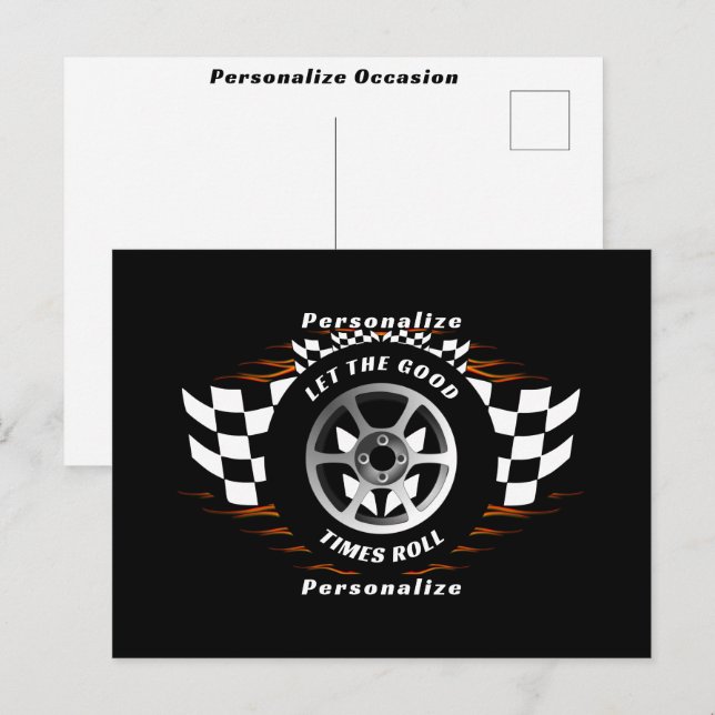 Car Racing Checkered Flag Any Occasion Gift     Holiday Postcard (Front/Back)